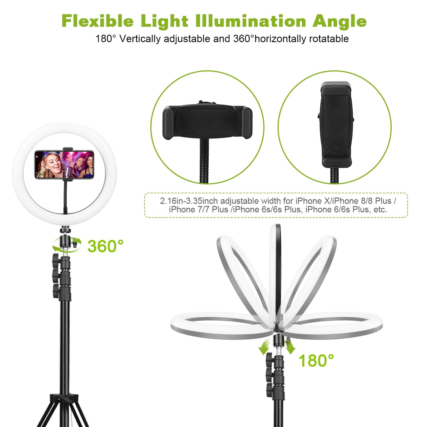 10in LED Selfie Ring Light Dimmable 120 LEDs Makeup Ring Lights With Adjustable Tripod Stand Cell Phone Holder USB Powered For YouTube Video Live Stream Makeup Photography