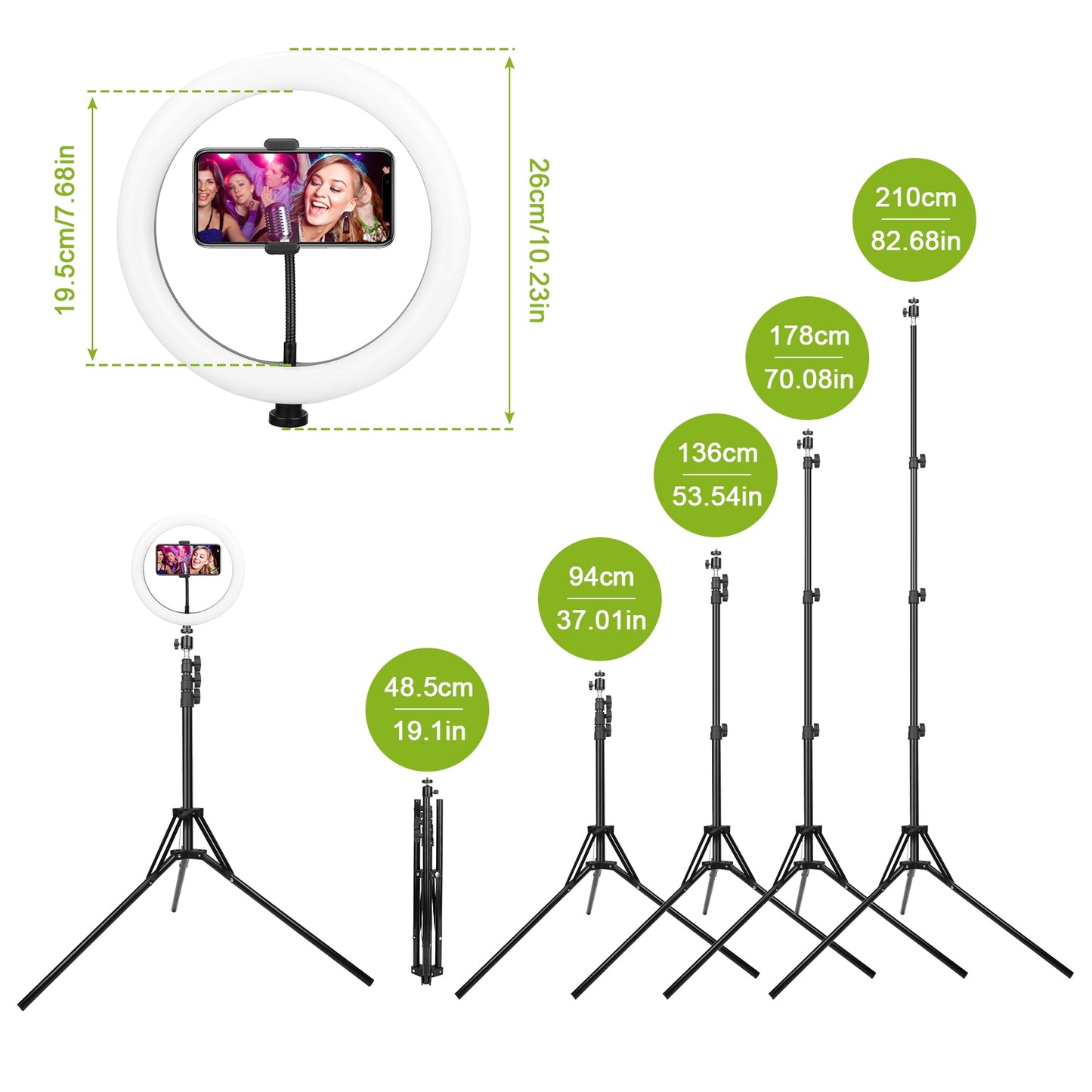 10in LED Selfie Ring Light Dimmable 120 LEDs Makeup Ring Lights With Adjustable Tripod Stand Cell Phone Holder USB Powered For YouTube Video Live Stream Makeup Photography