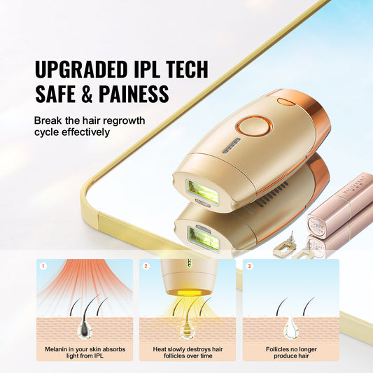 VEVOR IPL Hair Removal, Permanent Hair Removal For Women And Men, Auto Manual Modes  5 Adjustable Levels, Painless At-Home Hair Removal Device For Legs, Armpits, Bikini Line, Whole Body