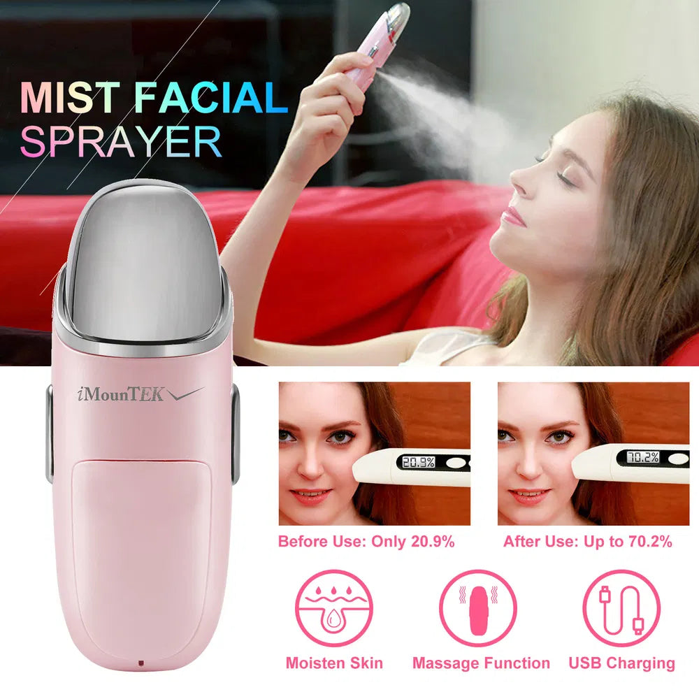Nano Facial Mister Nano Cool Mist Facial Sprayer Portable Handy Face Steamer Moisturizing Massager USB Charge