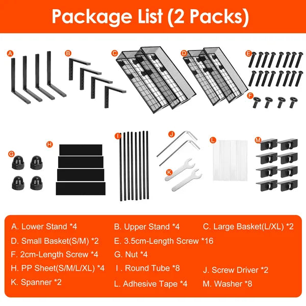 2Pcs Under Sink Organizer 2 Tier Pull Out Cabinet Baskets Storage Shelf Sliding Storage Drawers Rack With 5 Adjustable Height Mesh Baskets For Home Kitchen Bathroom Office